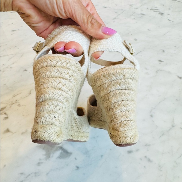 Preowned Women’s J. Crew Cream/Tan Espadrille Shoes with Ankle Strap Size 6 - Picture 3 of 5